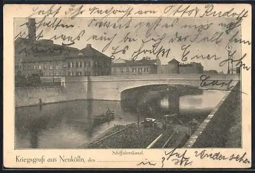 AK Berlin-Neukölln, Brücke und Schifffahrtskanal