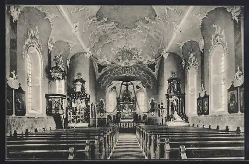 AK Riedböhringen, Inneres der Pfarrkirche mit Altar