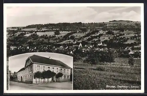 AK Binzen / Baden, Gasthaus zum Schwan und Ortsansicht