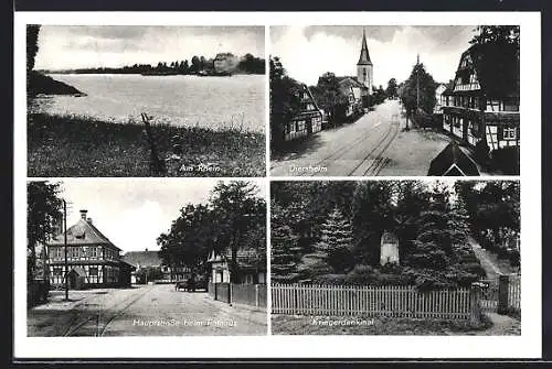 AK Diersheim, Partie am Rhein, Kriegerdenkmal, Hauptstrasse beim Rathaus