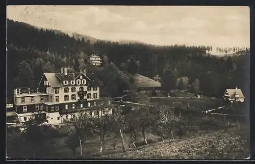 AK Alpirsbach im Schwarzwald, Sanatorium Krähenbad vom Feld aus