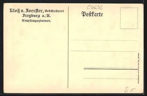 AK Freyburg a. U., Sektkellerei Kloss und Foerster - Empfangszimmer