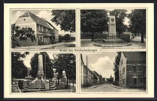 AK Kirchscheidungen, Gasthaus, Dorfstrasse und Denkmal d. Dichters Bernhard Thiersch