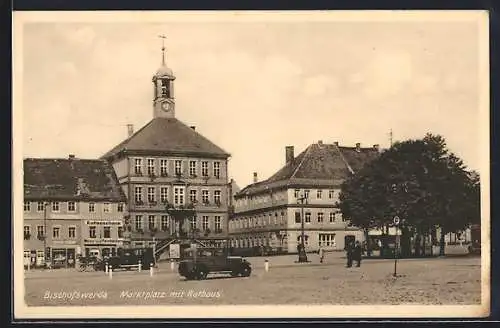 AK Bischofswerda, Marktplatz mit Rathaus