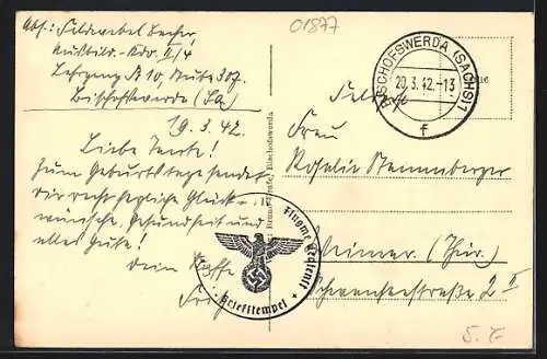 AK Bischofswerda, Marktplatz mit Rathaus