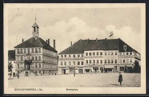 AK Bischofswerda i. Sa., Blick über den Marktplatz