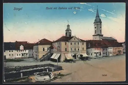 AK Bürgel / Thüringen, Markt mit Rathaus und Kirche