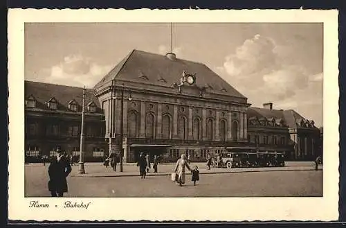 AK Hamm / Westfalen, Bahnhof mit Strassenpartie