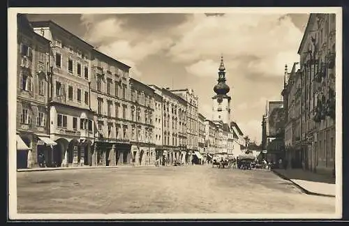 AK Wels, Stadtplatz mit Geschäften