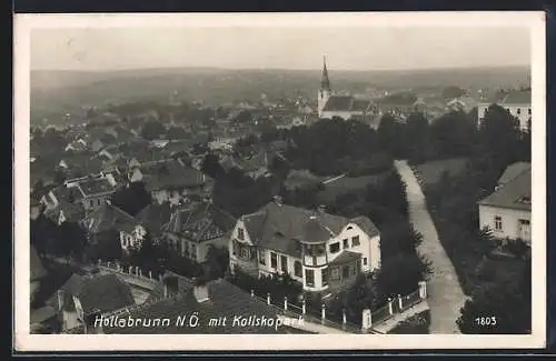 AK Hollabrunn /N. Ö., Teilansicht mit Koliskopark und Strassenpartie