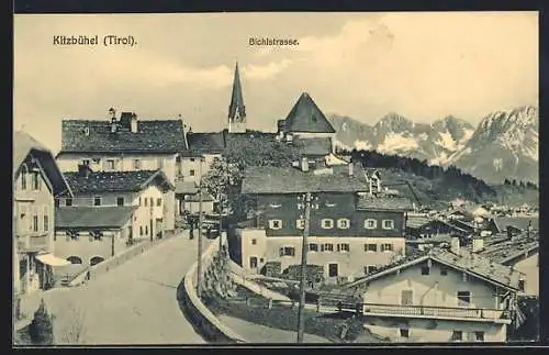 AK Kitzbühel, Bichlstrasse aus der Vogelschau