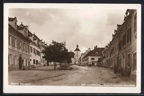 AK Obdach /Obersteier, Strassenpartie mit Denkmal