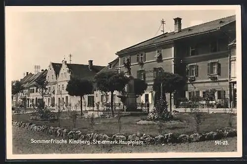 AK Kindberg, Denkmal auf dem Hauptplatz