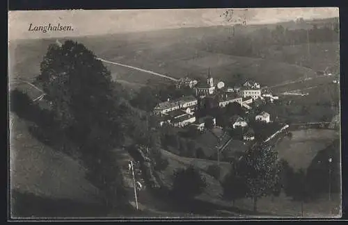 AK Langhalsen, Teilansicht mit Kirche