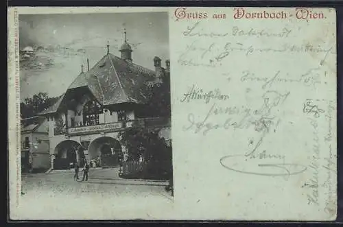 Mondschein-AK Wien-Dornbach, Gasthaus zur güldenen Waldschnepfe