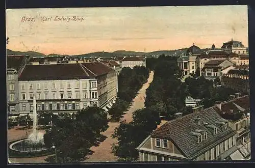 AK Graz, Carl Ludwig-Ring mit Brunnen