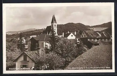 AK Allerheiligen im Mürztal, Teilansicht mit Kirche