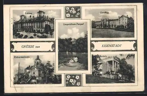 AK Eisenstadt, Schloss, Gloriette und Leopoldinen-Tempel