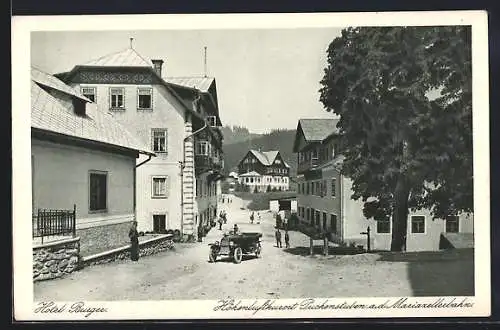 AK Puchenstuben a.d. Mariazellerbahn, Strassenansicht mit Hotel Burger