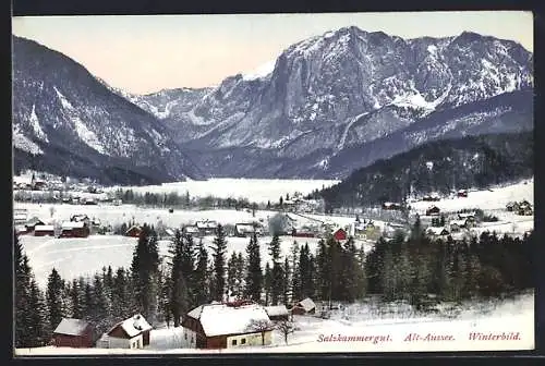 AK Alt-Aussee, Blick auf den Ort im Winter