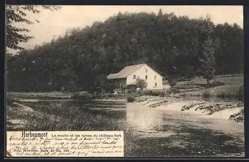 AK Herbeumont, Le moulin et les ruines du château fort