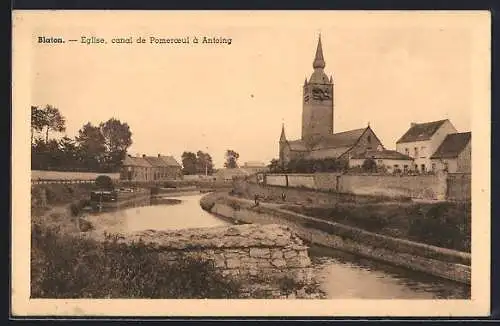 AK Blaton, Eglise, canal de Pomeroeul à Antoing