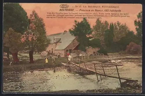 AK Resteigne, Vue du Moulin sur la Lesse