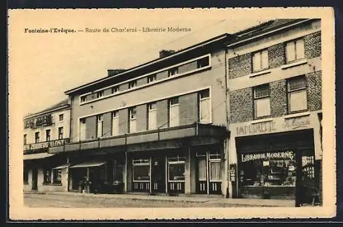 AK Fontaine-l`Evêque, Route de Charleroi, Librairie Moderne