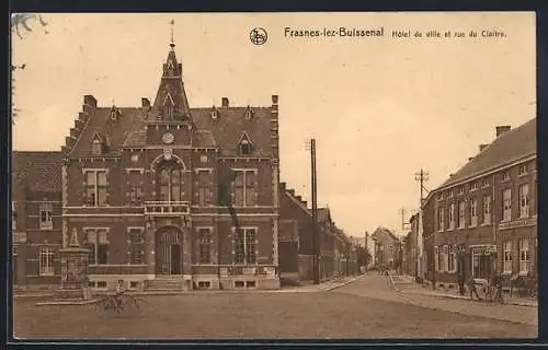 AK Frasnes-lez-Buissenal, Hotel de ville et rue du Cloitre