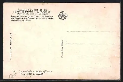 AK Anhée sur Meuse, Hôtel Tourne-Bride, Prop. Libion-Hayard