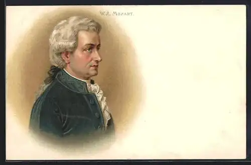 Lithographie Wolfgang Amadeus Mozart, Portrait des Komponisten der Wiener Hochklassik