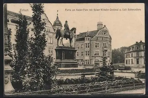 AK Erfurt, Partie am Kaiserplatz mit Kaiser-Wilhelm-Denkmal