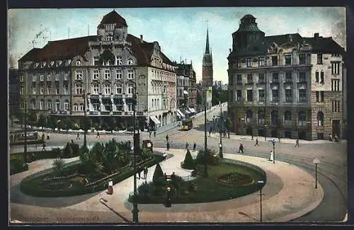 AK Hannover, Strassenbahn auf dem Aegidientorplatz