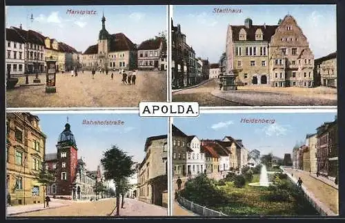 AK Apolda, Marktplatz, Stadthaus, Bahnhofstrasse