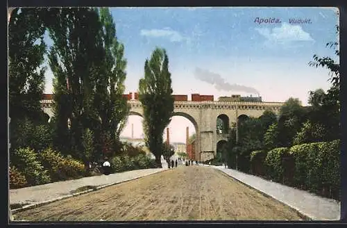 AK Apolda, Viadukt mit Eisenbahn