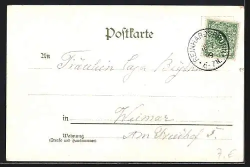 Lithographie Friedrichroda, Blick auf Reinhardsbrunn