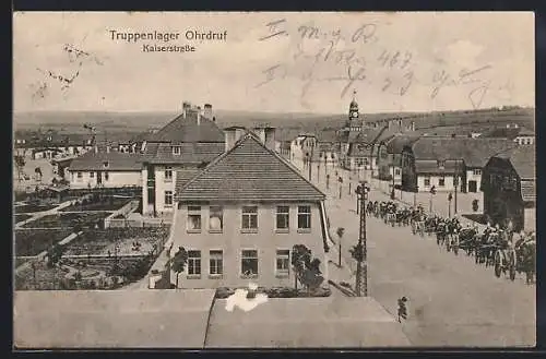 AK Ohrdruf, Truppenlager, Marsch in der Kaiserstrasse