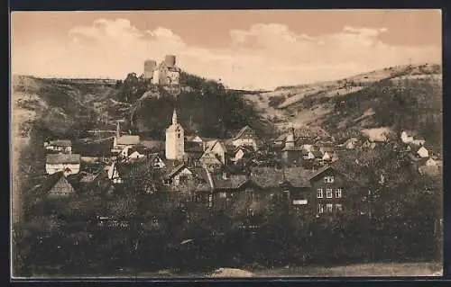 AK Treffurt, Ortsansicht mit Burg Normannstein