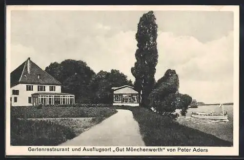 AK Düsseldorf, Gartenrestaurant und Ausflugsort Gut Mönchenwerth von Peter Aders