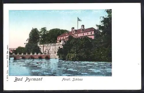 AK Bad Pyrmont, Fürstliches Schloss mit Schlossbrücke