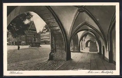 AK Hildesheim, Motiv am Marktplatz mit Brunnen