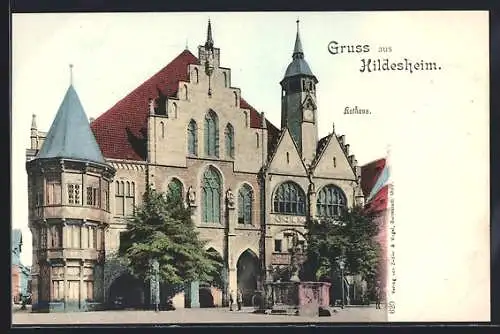 AK Hildesheim, Rathaus mit Brunnen