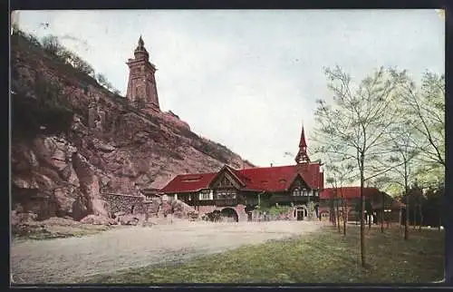 AK Kyffhäuser, Gasthaus mit Kyffhäuser-Denkmal