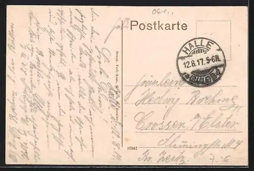 AK Halle a.S., Strassenpartie am Waisenhaus