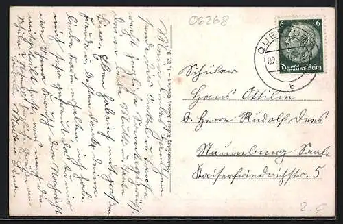 AK Querfurt, Ortsansicht, Blick über die Dächer