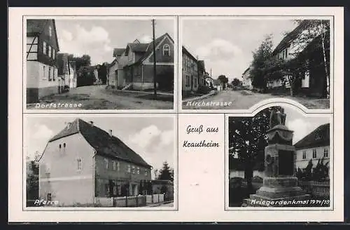 AK Krautheim / Weimar, Dorfstrasse, Pfarre und Kriegerdenkmal 1914 /18