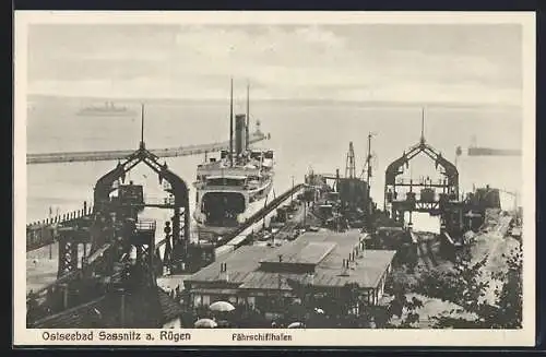 AK Sassnitz /Rügen, Blick auf den Fährschiff-Hafen