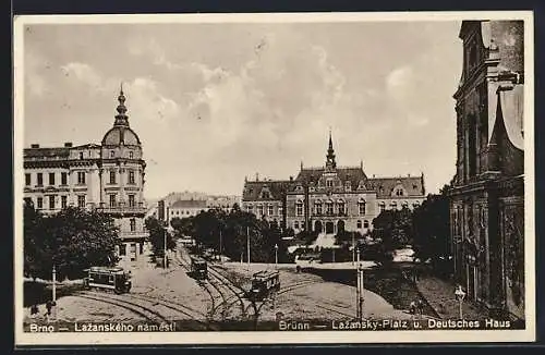 AK Brno, Lazanského námesti, Strassenbahn