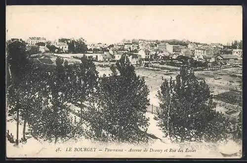 AK Le Bourget, Panorama, Avenue de Drancy et Rue des Écoles