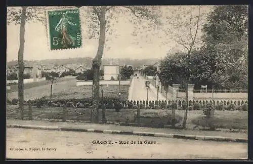 AK Gagny, Rue de la Gare avec vue sur le parc et les maisons environnantes